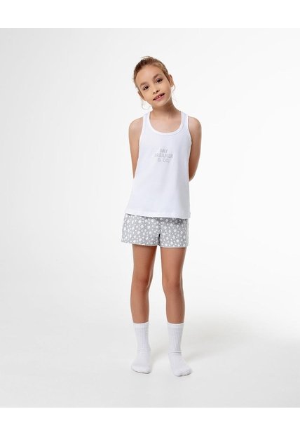 Blusa + Short De Pijama Algodón Surtida Niña Gris