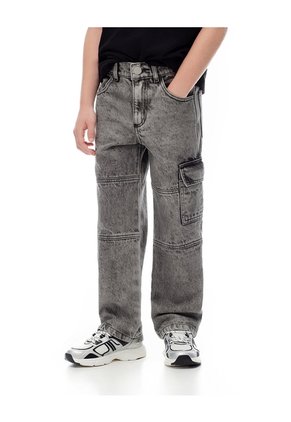 Jean Cargo Gris Niño Azul