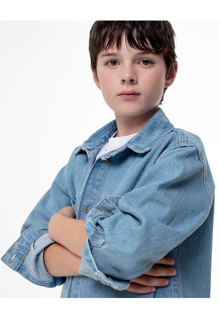 Camisa Manga Larga Regular Denim índigo Medio Niño Azul Oscuro