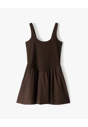 Vestido Mini Con Falda En A Chocolate Mujer Chocolate