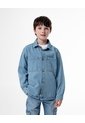 Camisa Manga Larga Regular Denim índigo Medio Niño Azul Oscuro de Gef