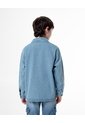 Camisa Manga Larga Regular Denim índigo Medio Niño Azul Oscuro de Gef