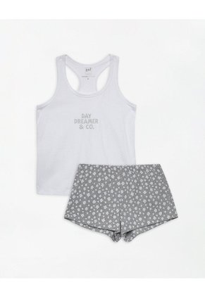 Blusa + Short De Pijama Algodón Surtida Niña Gris