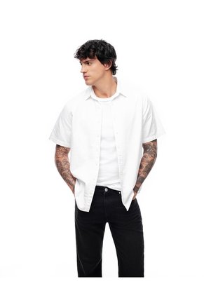 Camisa Manga Corta Regular Algodón Blanca Hombre Blanco