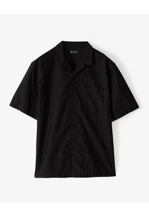 Camisa Manga Corta Regular Algodón Negra Hombre Negro
