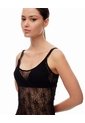 Vestido Largo Encaje Negro Mujer Negro de Gef