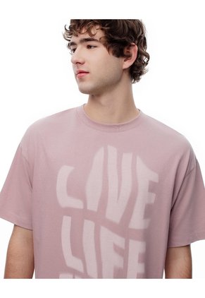 Camiseta Regular Algodón Palo Rosa Estampada Hombre Rosa Claro