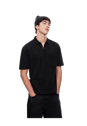 Polo Regular Algodón Negra Hombre Negro
