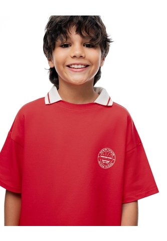 Camiseta Regular Manga Corta Roja Niño Rojo Gef
