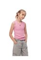 Camiseta Esqueleto Slim Rib Algodón Rosa Niña Rosa de Gef
