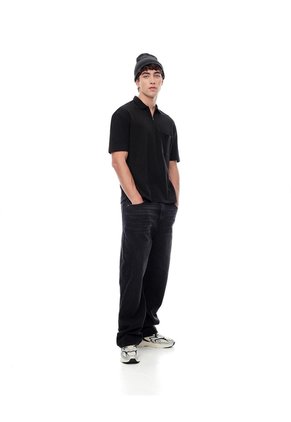 Polo Regular Algodón Negra Hombre Negro