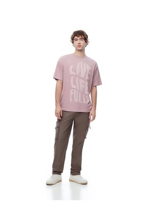 Camiseta Regular Algodón Palo Rosa Estampada Hombre Rosa Claro