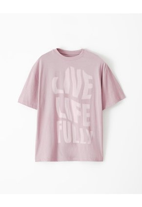 Camiseta Regular Algodón Palo Rosa Estampada Hombre Rosa Claro