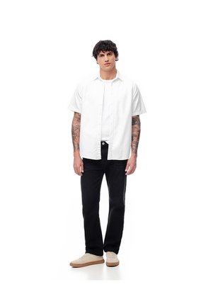 Camisa Manga Corta Regular Algodón Blanca Hombre Blanco