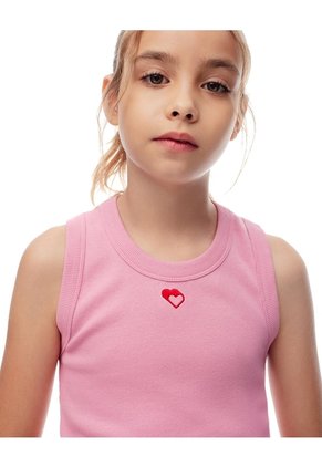 Camiseta Esqueleto Slim Rib Algodón Rosa Niña Rosa