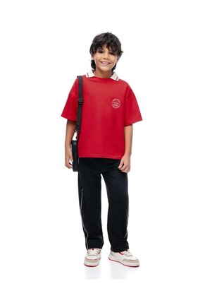 Camiseta Regular Manga Corta Roja Niño Rojo