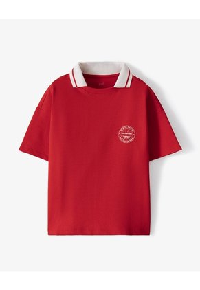 Camiseta Regular Manga Corta Roja Niño Rojo