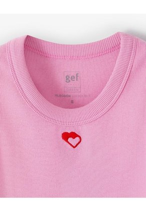 Camiseta Esqueleto Slim Rib Algodón Rosa Niña Rosa