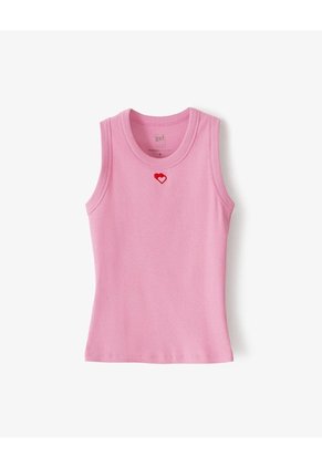 Camiseta Esqueleto Slim Rib Algodón Rosa Niña Rosa