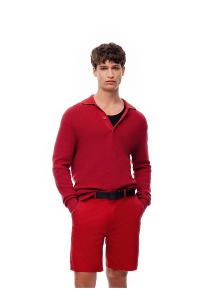 Bermuda Regular Drill Algodón Roja Hombre Rojo