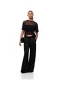 Pantalón Wide Leg Tiro Alto Negro Mujer Negro de Gef