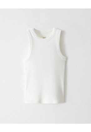 Camiseta Esqueleto Slim Rib Algodón Blanca Niña Blanco