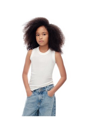 Camiseta Esqueleto Slim Rib Algodón Blanca Niña Blanco