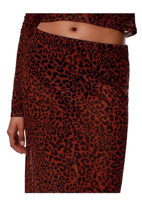 Falda Larga Tiro Medio Tull Print Mujer Rojo