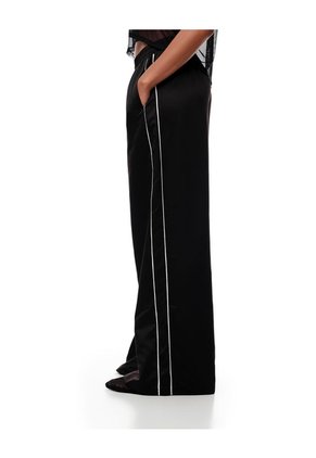 Pantalón Wide Leg Tiro Alto Negro Mujer Negro