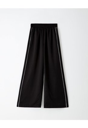 Pantalón Wide Leg Tiro Alto Negro Mujer Negro