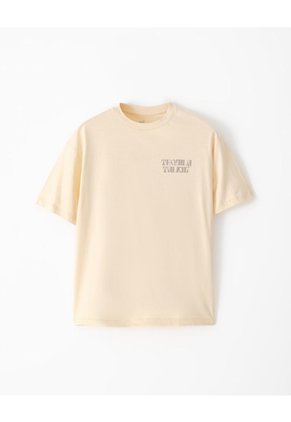 Camiseta Regular Algodón Amarilla Estampada Hombre Amarillo