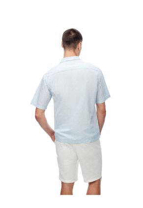 Camisa Manga Corta Regular Algodón Azul Hombre Azul