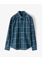 Camisa Manga Larga Regular Algodón Cuadros Hombre Azul de Gef