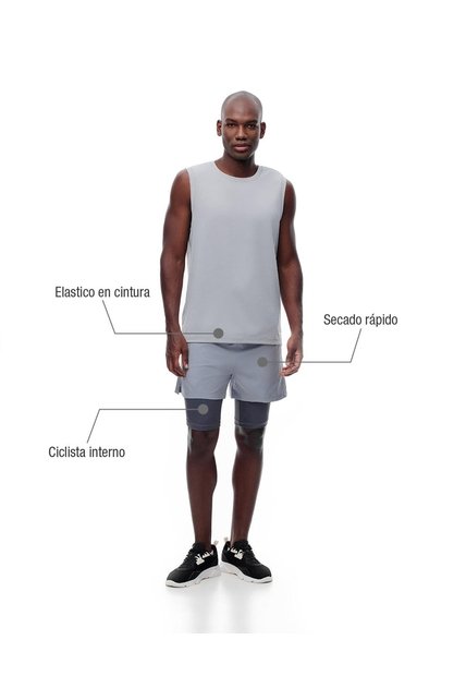 Pantaloneta Deportiva Ciclista Interno Gris Hombre Gris