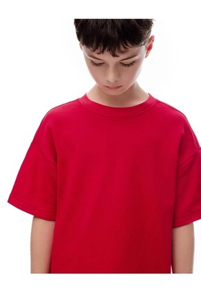 Camiseta Regular Algodón Roja Niño Rojo