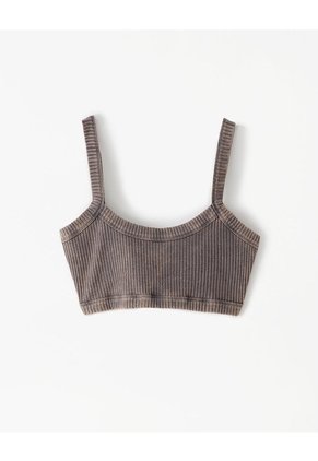 Top Soporte Medio Rib Gris Mujer Gris