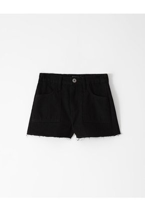 Short Tiro Medio Denim Negro Niña Azul