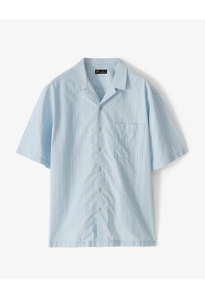 Camisa Manga Corta Regular Algodón Azul Hombre Azul