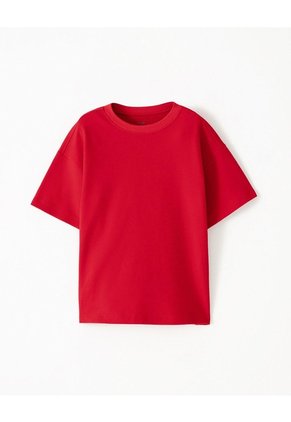 Camiseta Regular Algodón Roja Niño Rojo