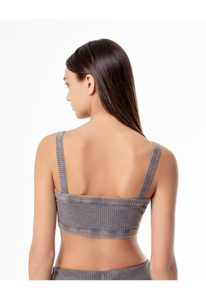 Top Soporte Medio Rib Gris Mujer Gris