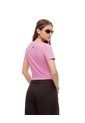 Camiseta Crop Slim Algodón Rosa Estampada Mujer Rosa de Gef