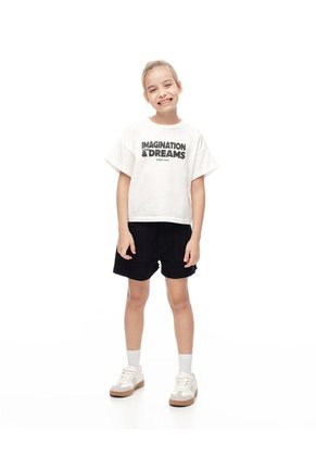 Short Tiro Medio Denim Negro Niña Azul