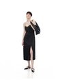Vestido Midi Satinado Negro Mujer Negro de Gef