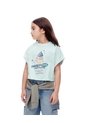 Camiseta Regular Algodón Verde Estampada Niña Rosa de Gef