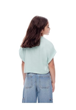 Camiseta Regular Algodón Verde Estampada Niña Rosa