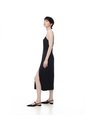 Vestido Midi Satinado Negro Mujer Negro de Gef