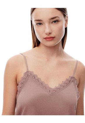 Blusa Relax Encaje Café Mujer Cafe