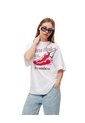 Camiseta Oversize Algodón Blanca Estampada Mujer Blanco de Gef
