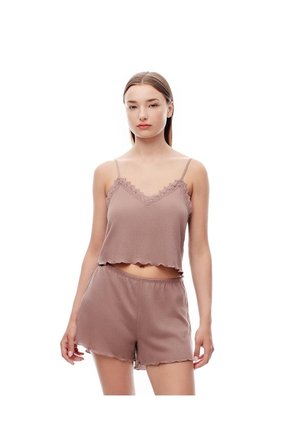 Blusa Relax Encaje Café Mujer Cafe