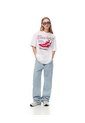 Camiseta Oversize Algodón Blanca Estampada Mujer Blanco de Gef
